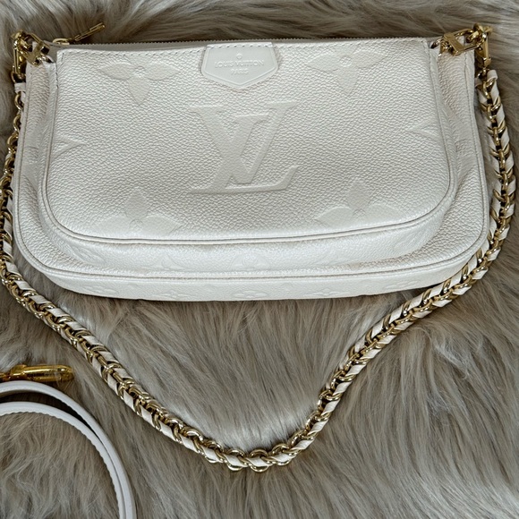 Authentic Louis Vuitton Cream Empreinte Double Multi Pochette Accessories Bag - Picture 2 of 6